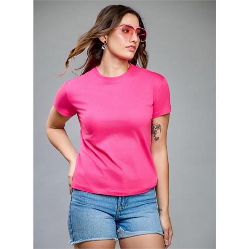 Hot Pink Basic Crew Neck T-shirt