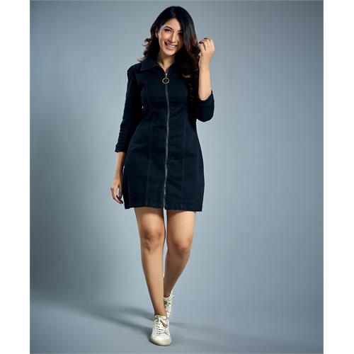 Keep It Casual Black Denim Dress