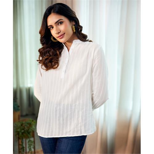 Mandarin Collar Cotton Kurta Top