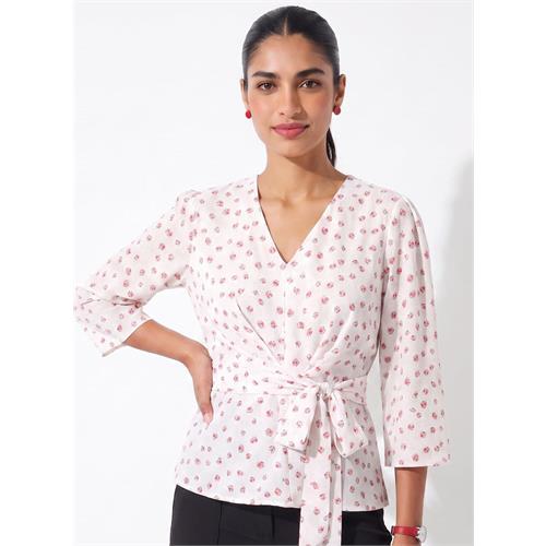Micro Printed Waist Tie Top