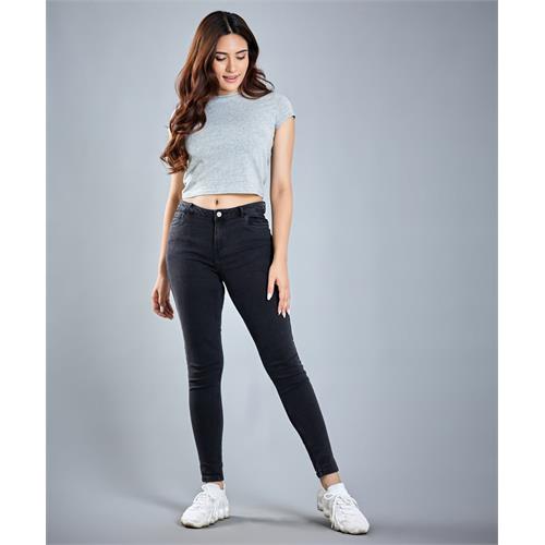 Mid Waist Black Jean