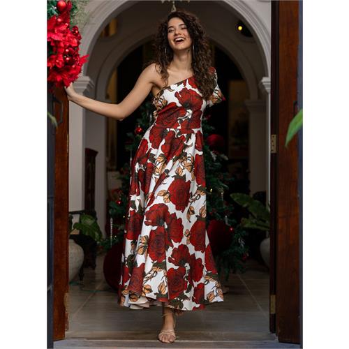 One Shoulder Printed Dress