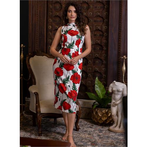 Red Floral Printed Shift Dress