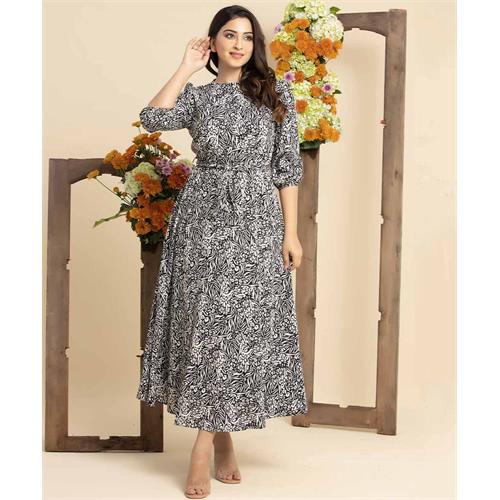 Soft Printed Long Sleeve Maxi Dress