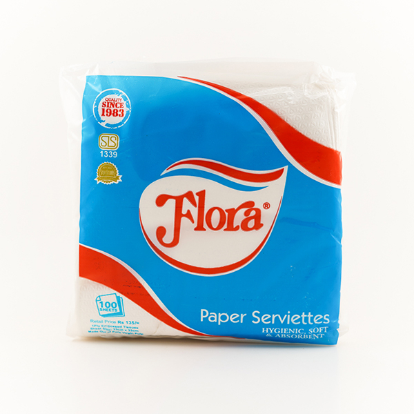 Flora Paper Serviettes 1ply 100Pcs