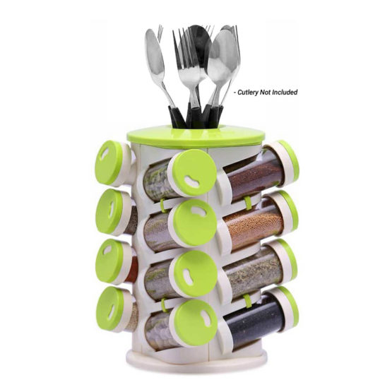 16 in 1 Rotating Spice Rack With Cutlery Holder
