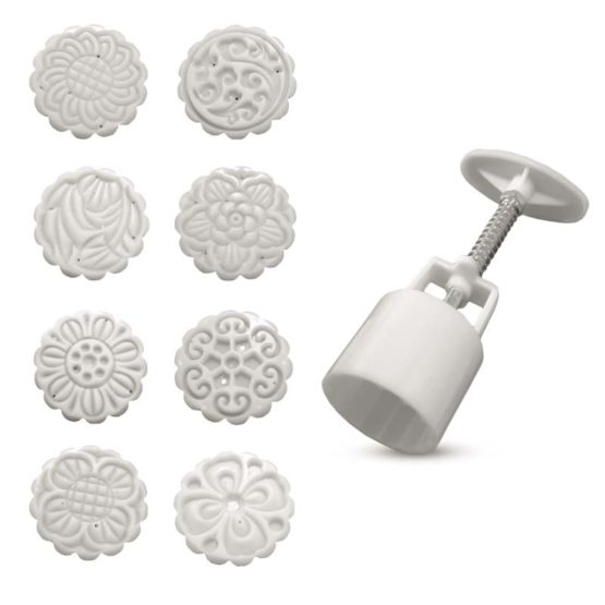 8pcs Moon Cake Mould / Cookie Stamp Set With Plunger