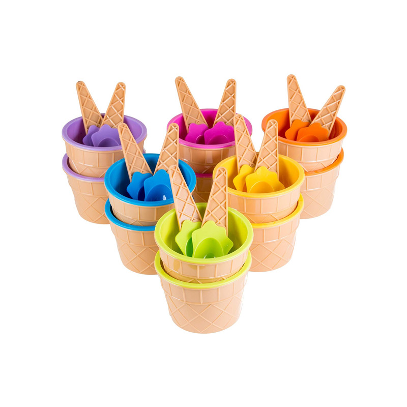 Ice Box Cream Cone Shape Bowl With Spoon