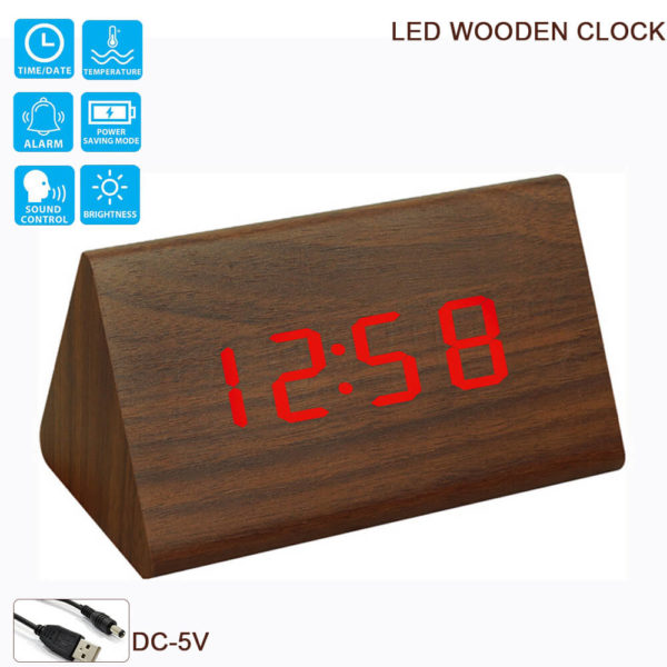 LED Wooden Clock Alarm Sensor WAC057