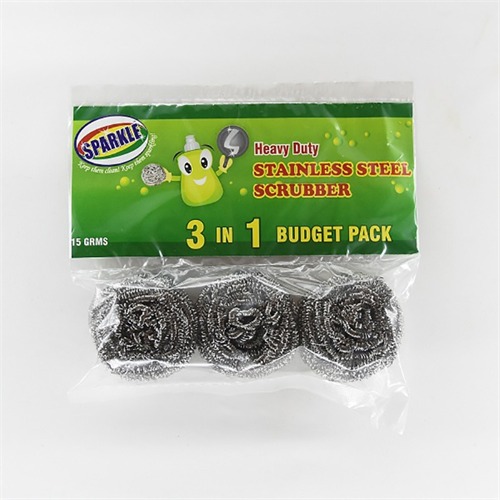 Sparkle Stainless Steel Scrubber Budget Pack 3PCS