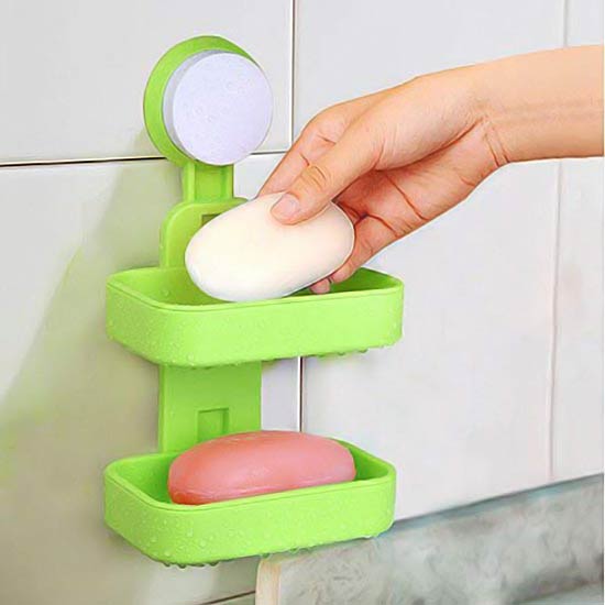 Double Layer Suction Cup Soap Shelf