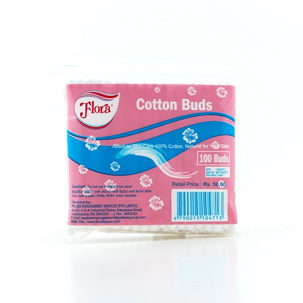 Flora Cotton Buds Zip Lock Bag 100PCS