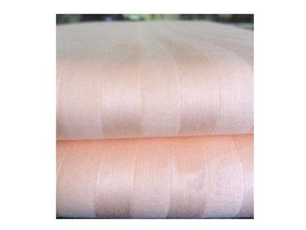 The Bedsheet Factory Classy & Elegant Self Striped Satin Cotton Flat Bed Sheet With 2 Pillowcases (Queen Size)  Peach