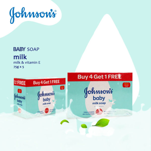 Johnson & Johnson Baby Milk Soap 75g (5 Bars)