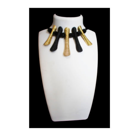 Womens Black and Gold Fancy Fashion Necklace