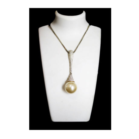 Womens Silver Fancy Fashion Necklace With Stones and Pearl (RJN10)