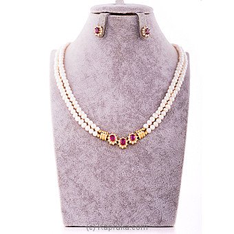 Stone `N` String Ruby Necklace & Earing Set