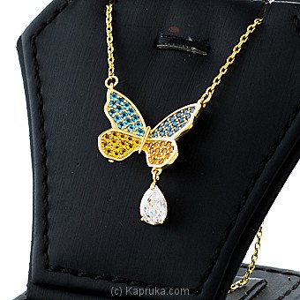 Swarovski Butterfly Color Stones Pendant With Necklace