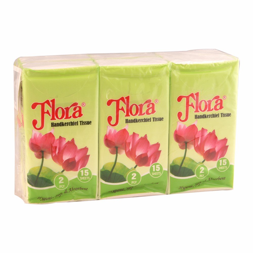 Flora Handkerchief Tissue 2Ply 15Pcs