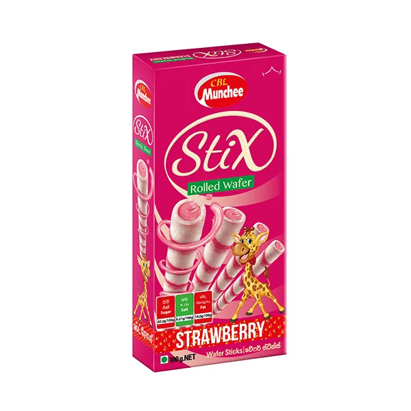 Munchee Stix Rolled Wafer Strawberry 100g