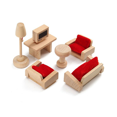 Wooden Doll House Living Room Furniture Set