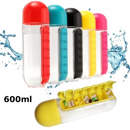 Plastic Water Bottle With Organizer Box 600ml