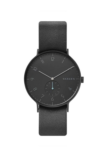 Skagen Aaren Black and Gray Reversible Leather Watch